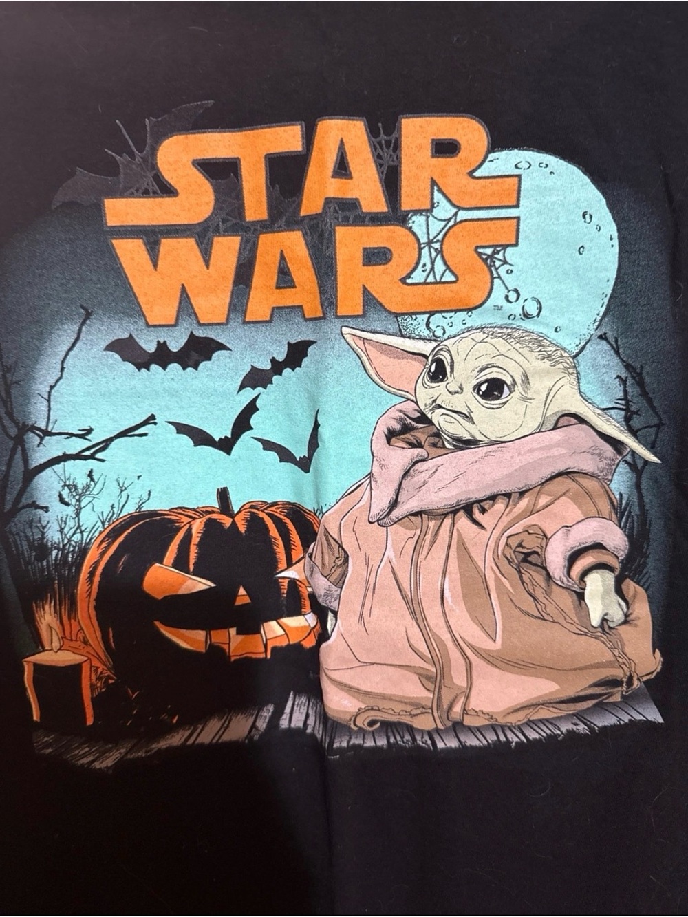 Star Wars Baby Yoda Halloween Tee - Black with Orange and Light Green